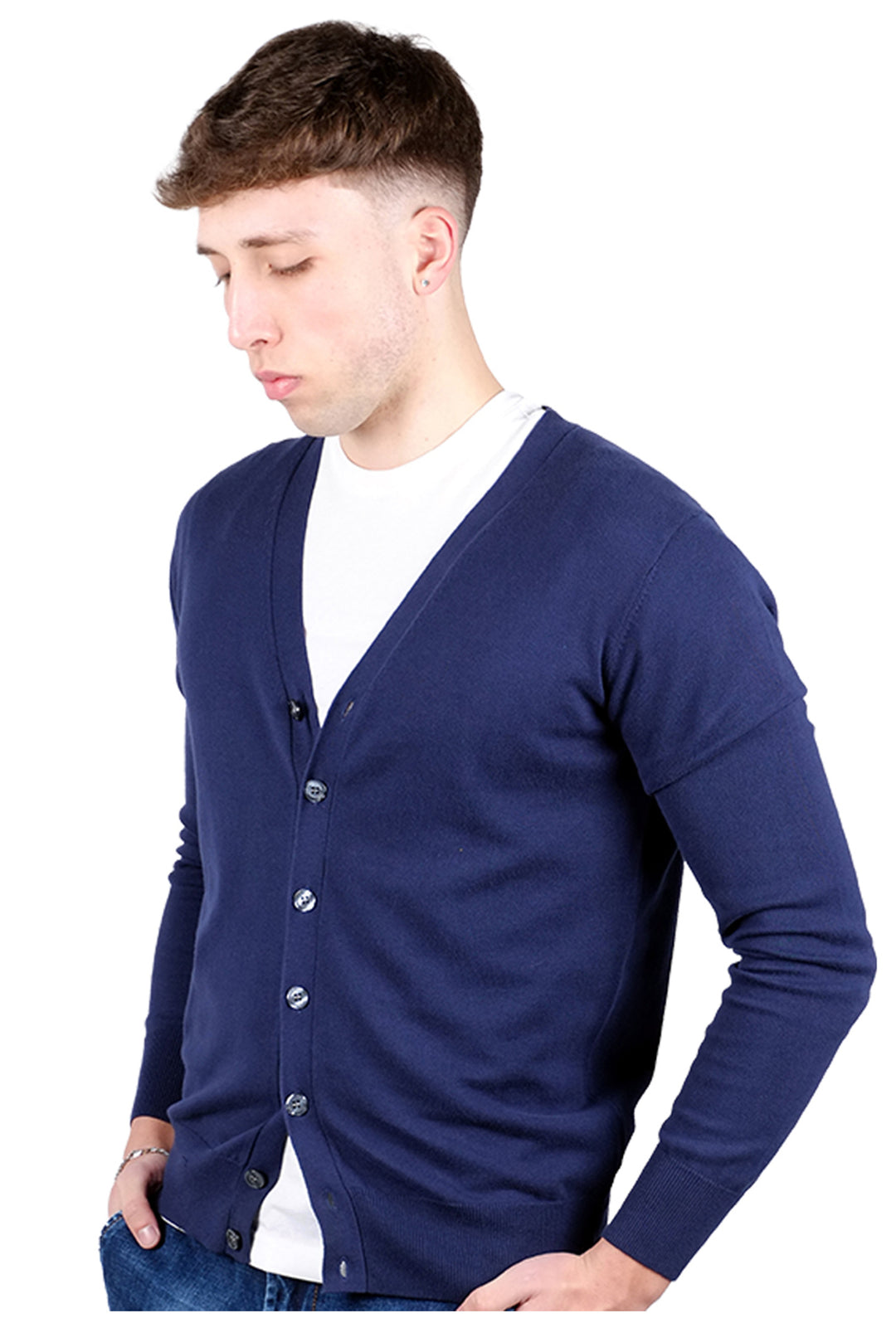 Cardigan Uomo in 100% Cotone Maglia aperta con bottoni Dresserd - BLU