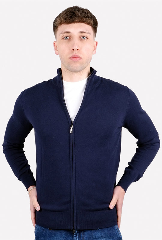 Maglia giacca aperta con zip maglioncino con cerniera in cotone Dresserd - BLU