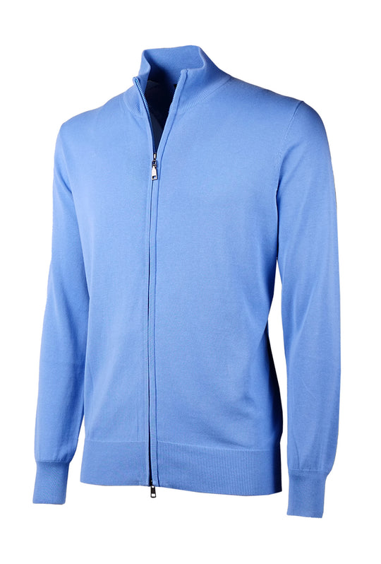 Maglia giacca aperta con zip maglioncino con cerniera in cotone Dresserd - AZZURRO