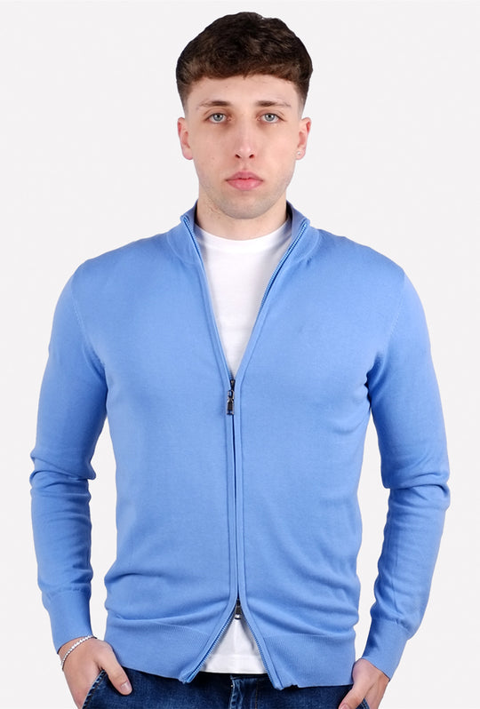 Maglia giacca aperta con zip maglioncino con cerniera in cotone Dresserd - AZZURRO