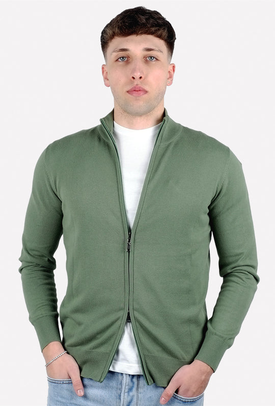 Maglia giacca aperta con zip maglioncino con cerniera in cotone Dresserd - VERDE