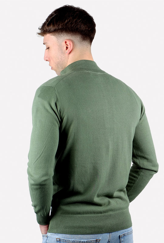 Maglia giacca aperta con zip maglioncino con cerniera in cotone Dresserd - VERDE