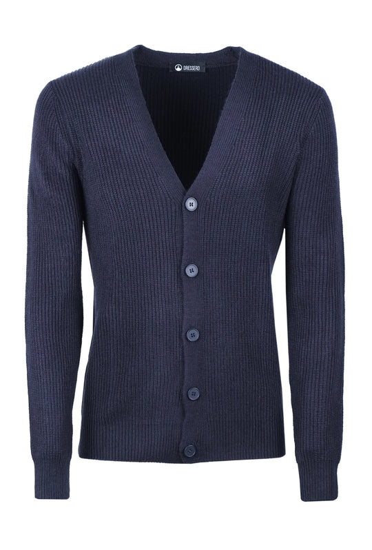 Cardigan uomo maglione pesante con bottoni - BLU