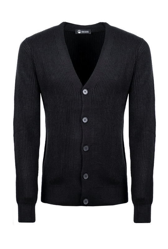 Cardigan uomo maglione pesante con bottoni - NERO