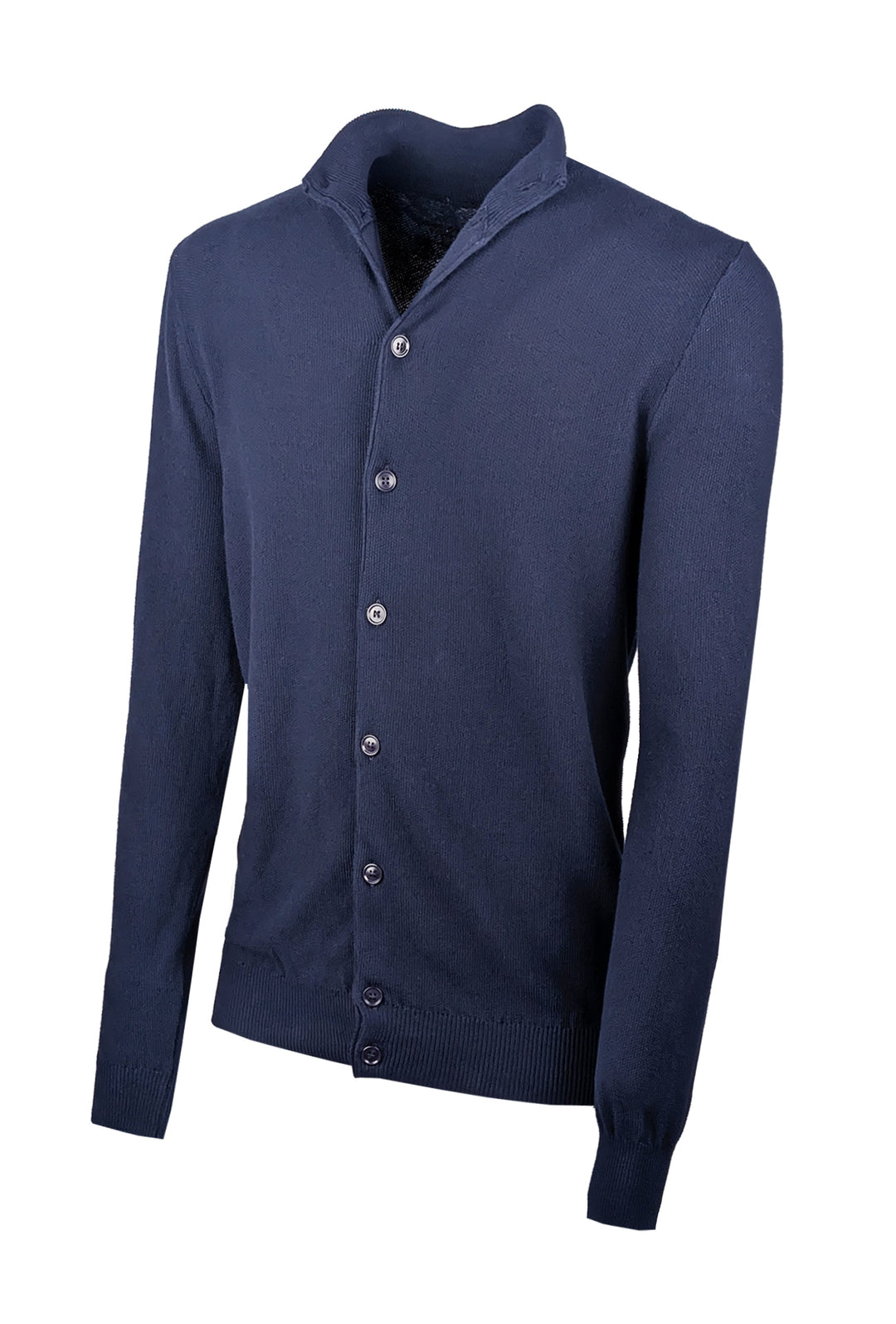 Cardigan uomo Maglione cotone trama lavorata con bottoni - BLU