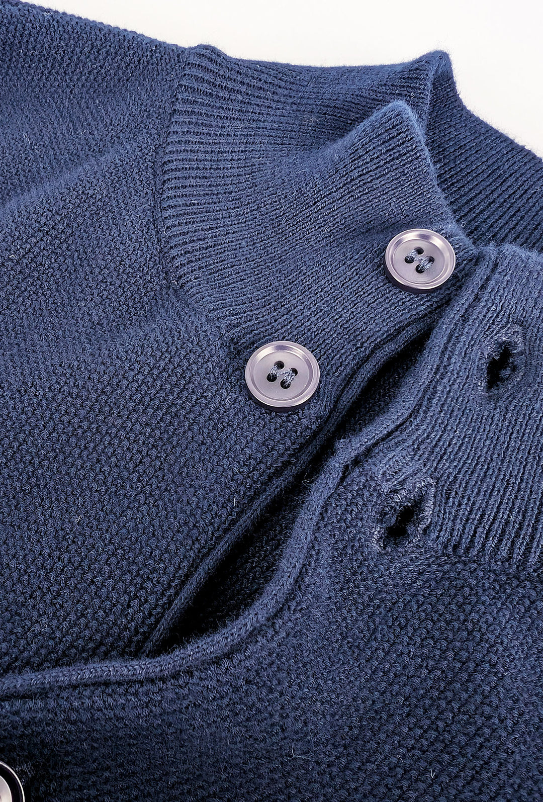 Cardigan uomo Maglione cotone trama lavorata con bottoni - BLU