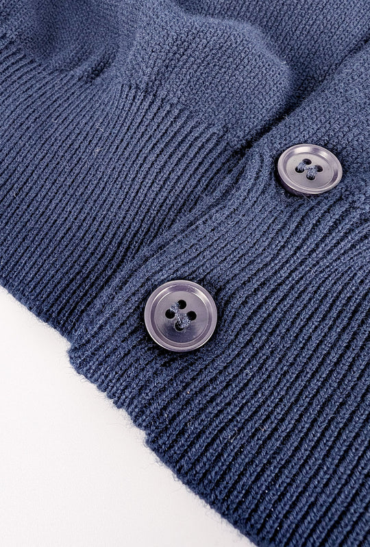 Cardigan uomo Maglione cotone trama lavorata con bottoni - BLU