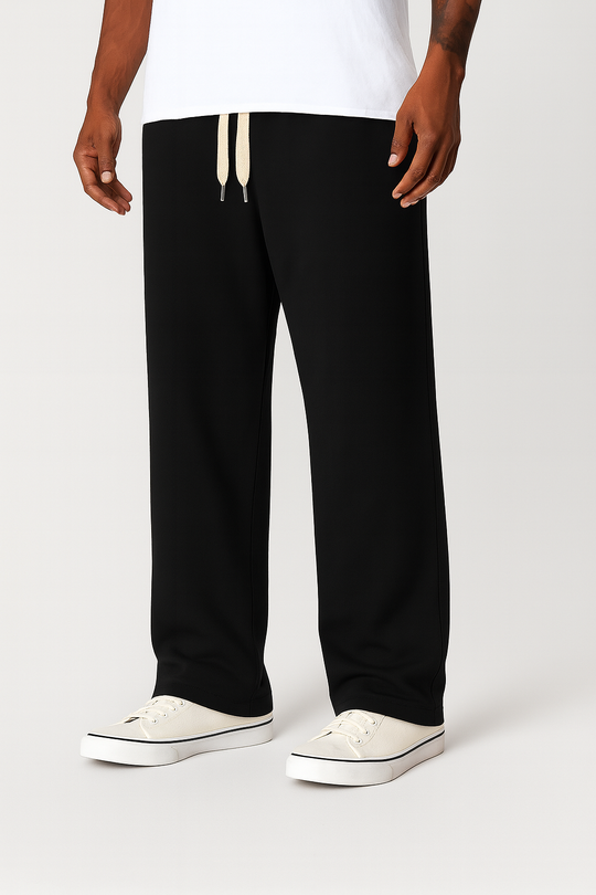 Pantalone di Tuta Regular Fit gamba dritta 100% cotone - NERO