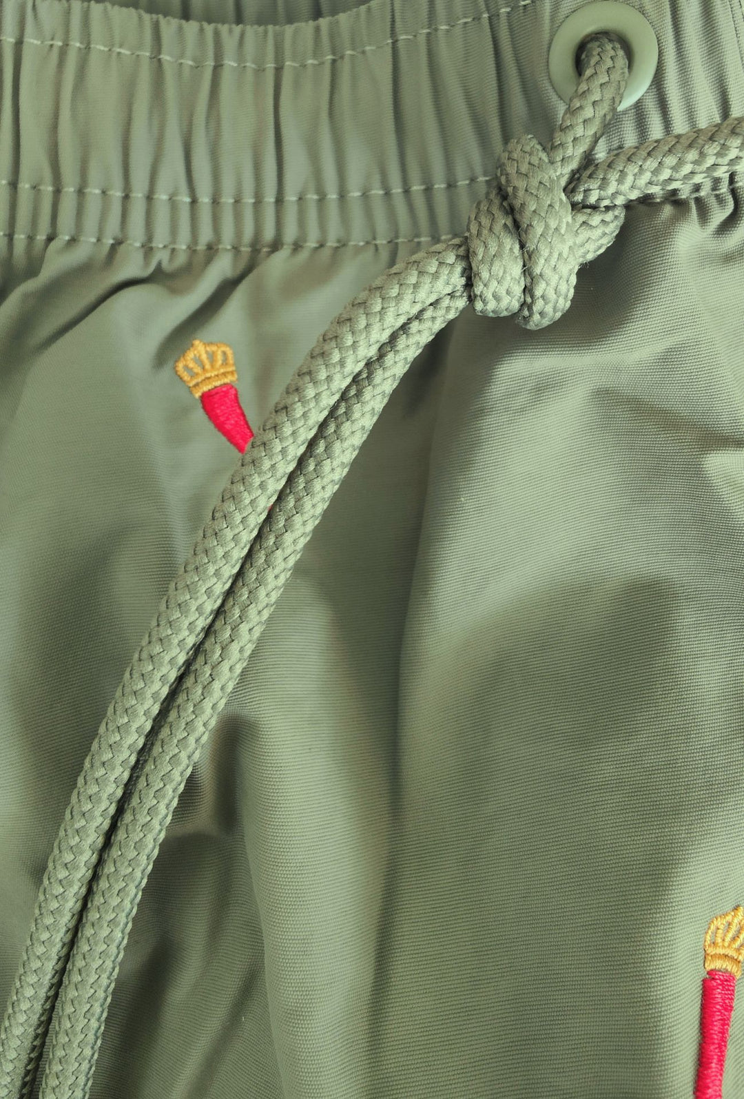 Costume da Bagno Uomo Dresserd  Ricamo Corno Portafortuna Napoletano -VERDE MILITARE
