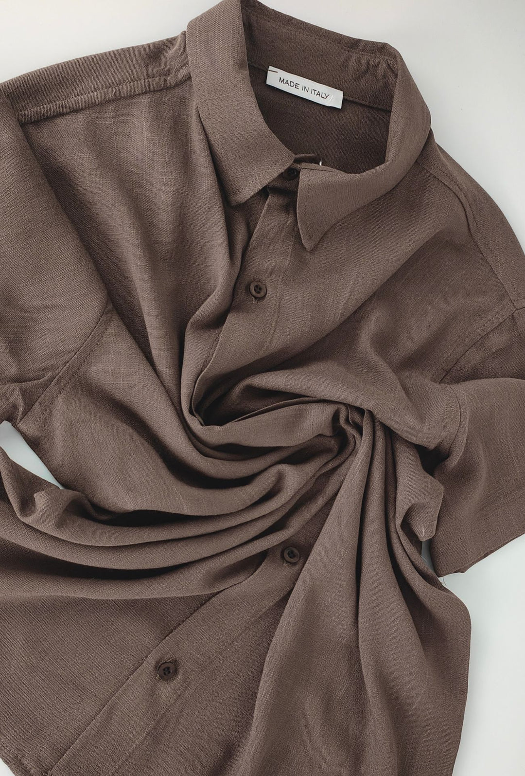 Camicia Uomo Mezza manica Dresserd Lino Viscosa - MARRONE