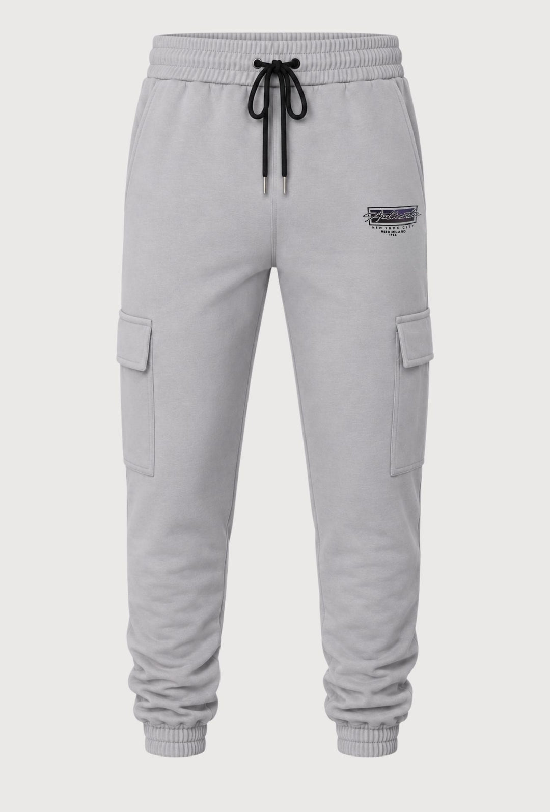 Pantalone Tuta Uomo MEED MILANO Con Tasconi Laterali  in Cotone Logo Stampato- GRIGIO