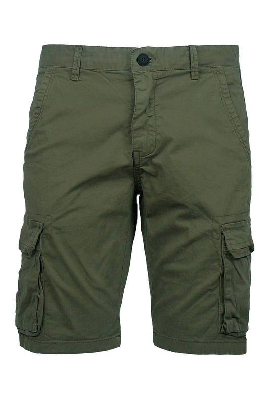 Bermuda Uomo Tasconi Laterali Pantaloncino in Cotone Tasche laterali Dresserd - VERDE MILITARE