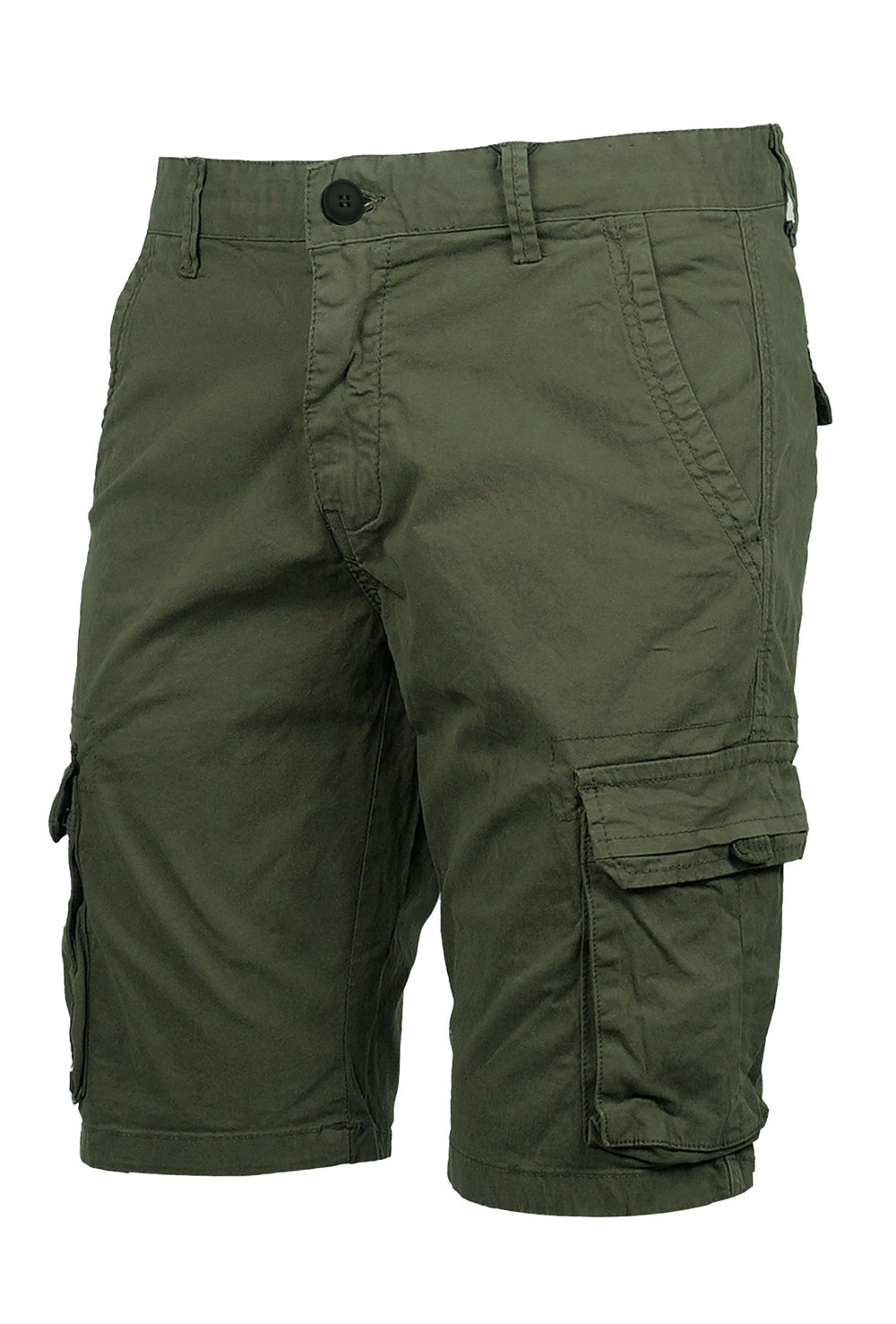 Bermuda Uomo Tasconi Laterali Pantaloncino in Cotone Tasche laterali Dresserd - VERDE MILITARE