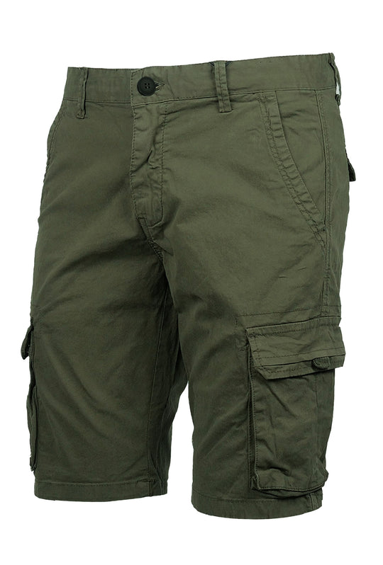 Bermuda Uomo Tasconi Laterali Pantaloncino in Cotone Tasche laterali Dresserd - VERDE MILITARE