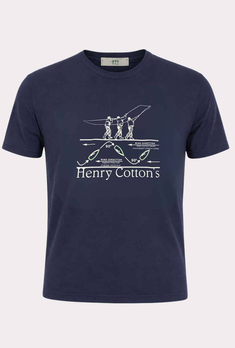 T- Shirt Uomo girocollo HENRY COTTON'S 100% cotone logo centrale stampato-BLU