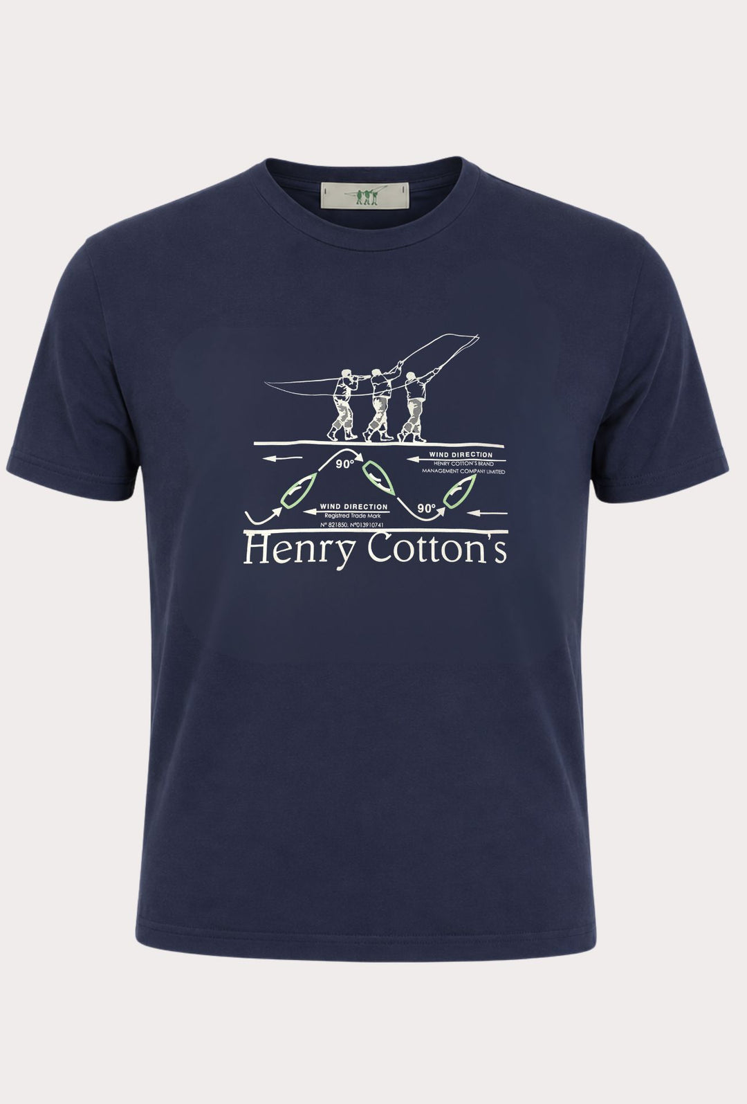 T- Shirt Uomo girocollo HENRY COTTON'S 100% cotone logo centrale stampato-BLU