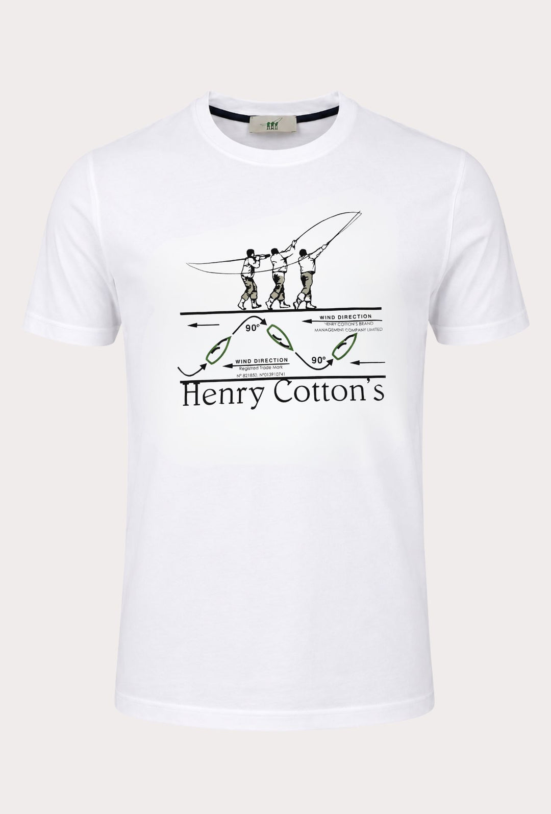 T- Shirt Uomo girocollo HENRY COTTON'S 100% cotone logo centrale stampato-BIANCO