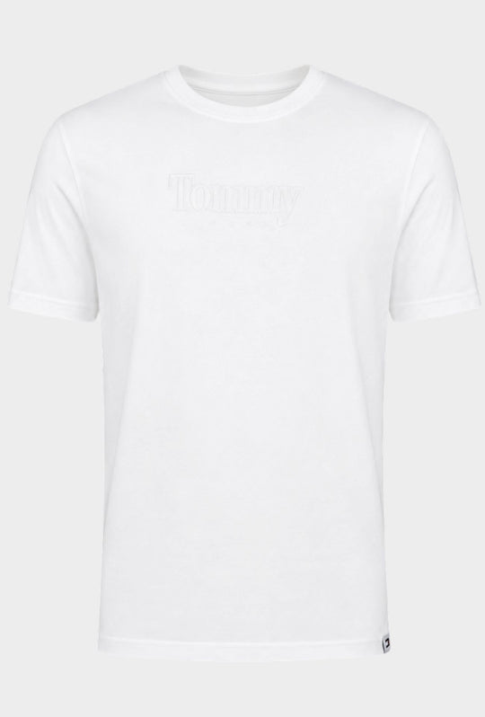 T-Shirt uomo TOMMY JEANS con scritta in rilievo - BIANCO