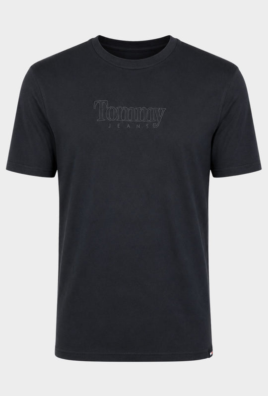 T-Shirt uomo TOMMY JEANS con scritta in rilievo - NERO