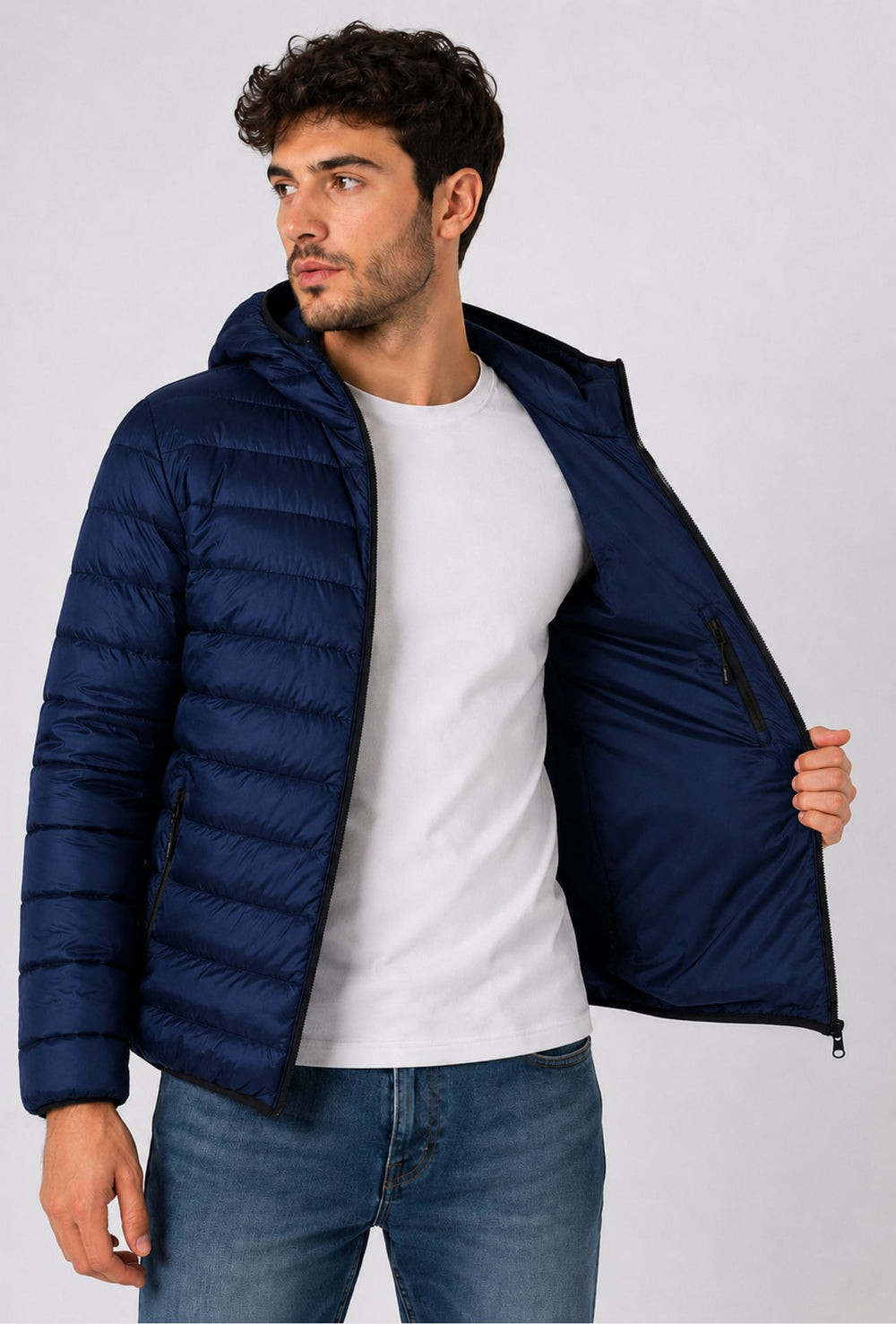 Giubbotto Uomo Double Face Dresserd Piumino e tessuto tecnico - BLU