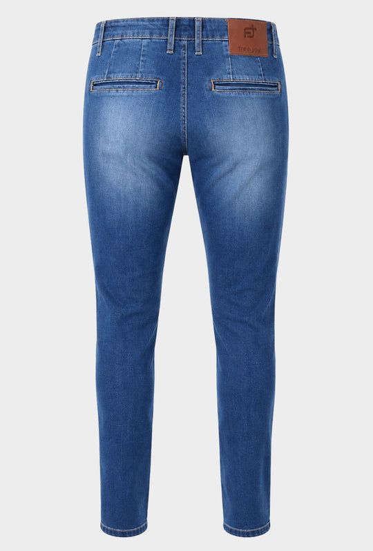Jeans Uomo FREE JOY in Denim Stretch  Slim Fit con Tasche America- LAVAGGIO MEDIO