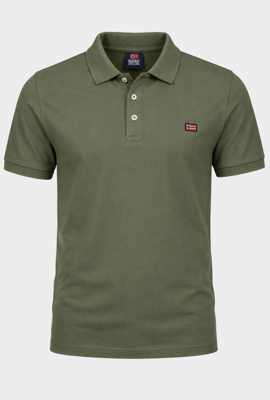 Polo Uomo NORWAY mezza manica 100% Cotone Tinta Unita - VERDE MILITARE