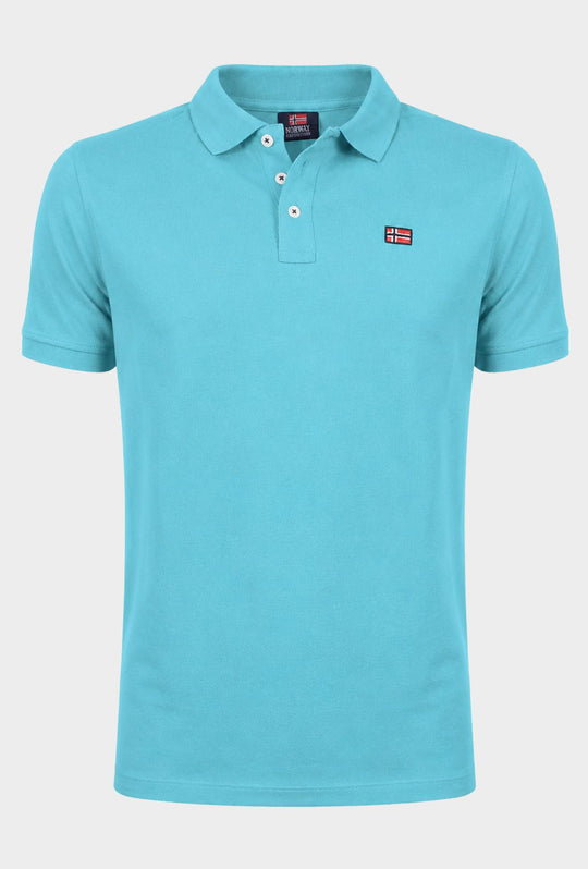 Polo Uomo NORWAY mezza manica 100% Cotone Tinta Unita - CELESTE
