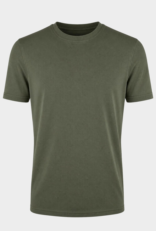 T-Shirt uomo Dresserd in cotone piquet elasticizzato - VERDE MILITARE