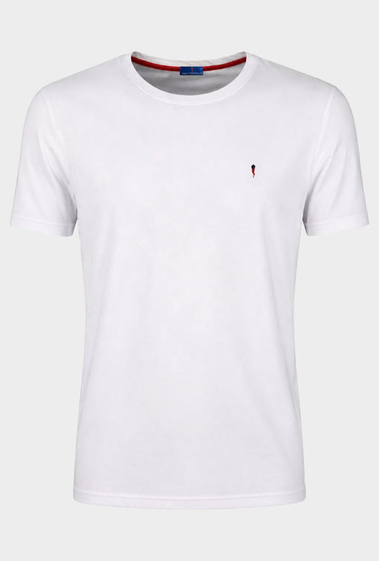 T-Shirt Uomo tinta unita ricamo lato cuore - BIANCO