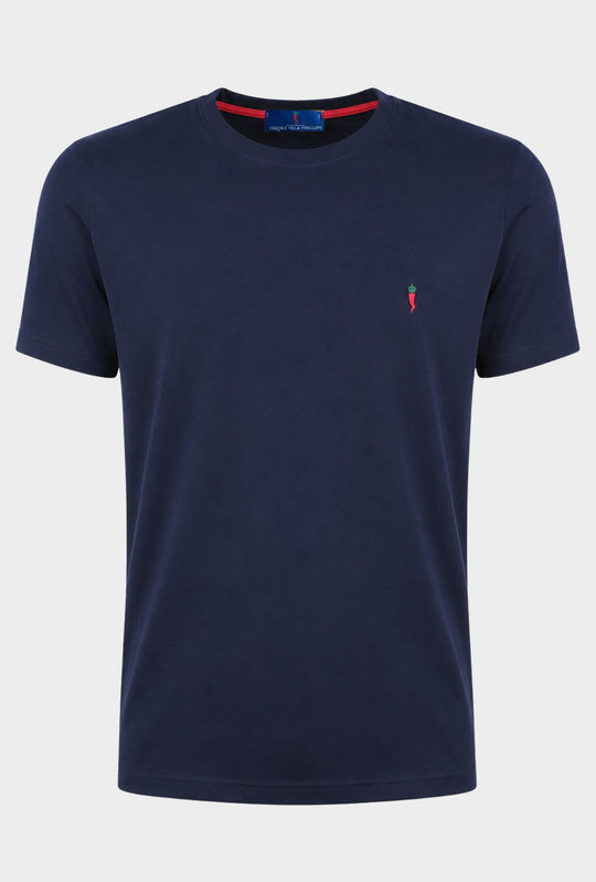 T-Shirt Uomo tinta unita ricamo lato cuore - BLU