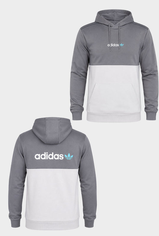 Felpa Uomo ADIDAS  Con Cappuccio E scritta centrale stampato sul petto e stampa grande sul retro- GRIGIO