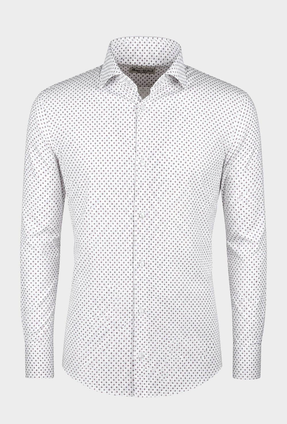 Camicia Uomo Manica lunga in cotone slim fit Fantasia - BIANCO/ BORDEAUX