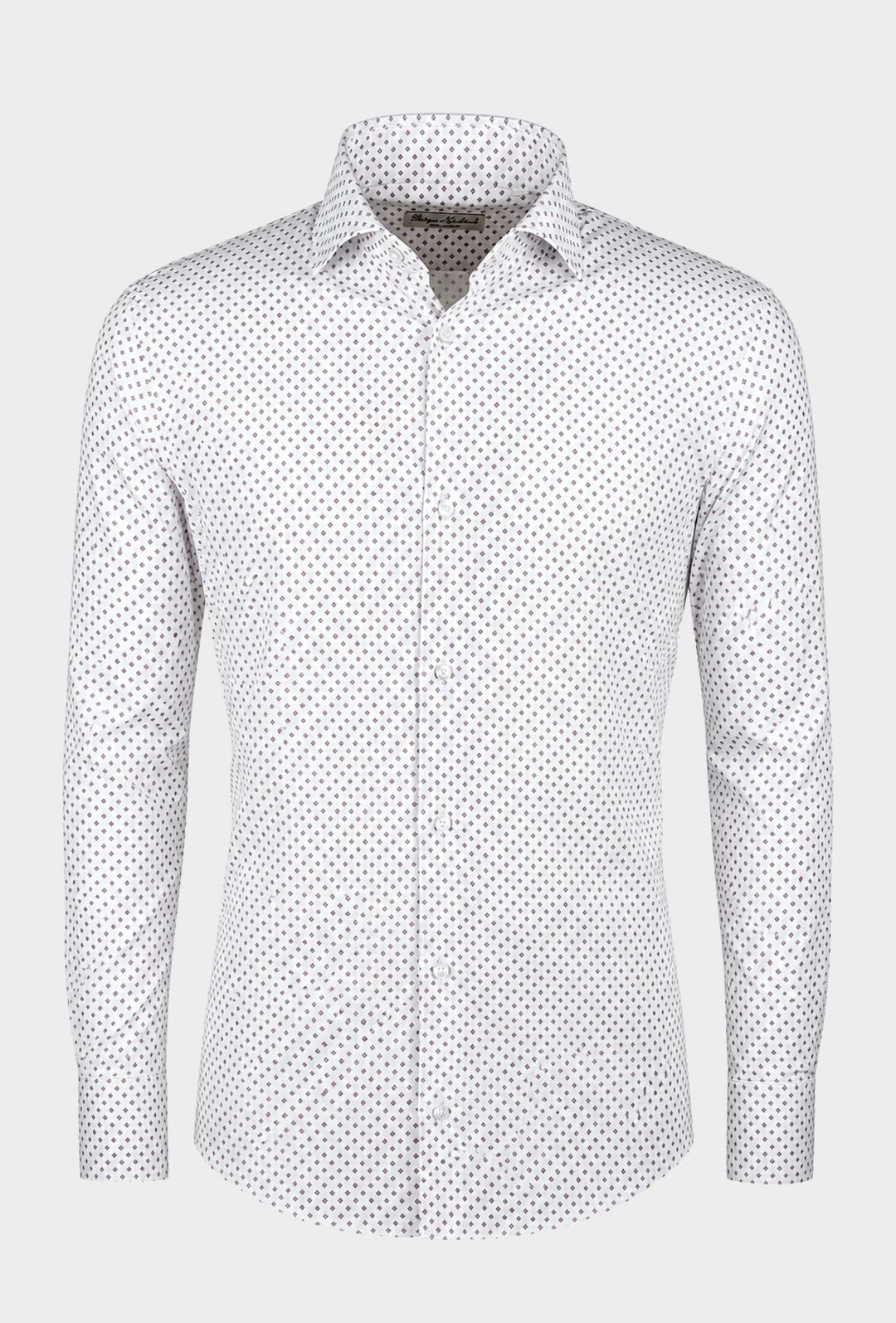 Camicia Uomo Manica lunga in cotone slim fit Fantasia - BIANCO/ BORDEAUX