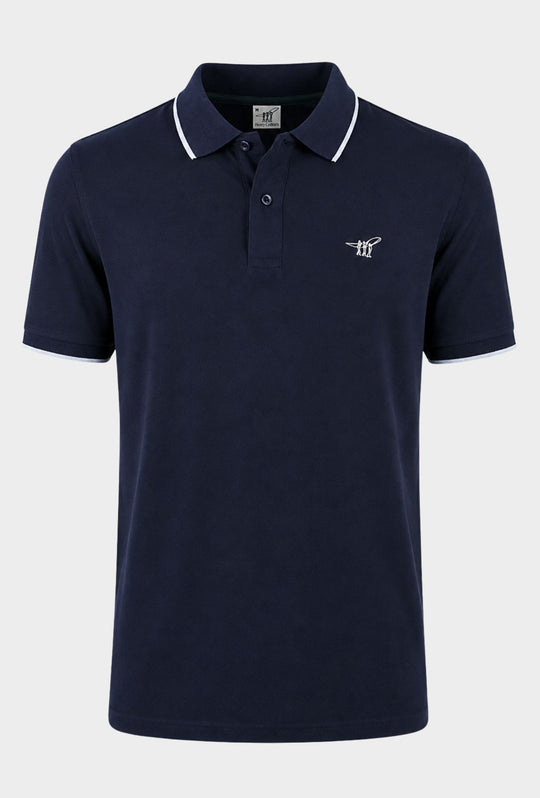 Polo Uomo HENRY COTTON'S in cotone piquet con bordino - BLU