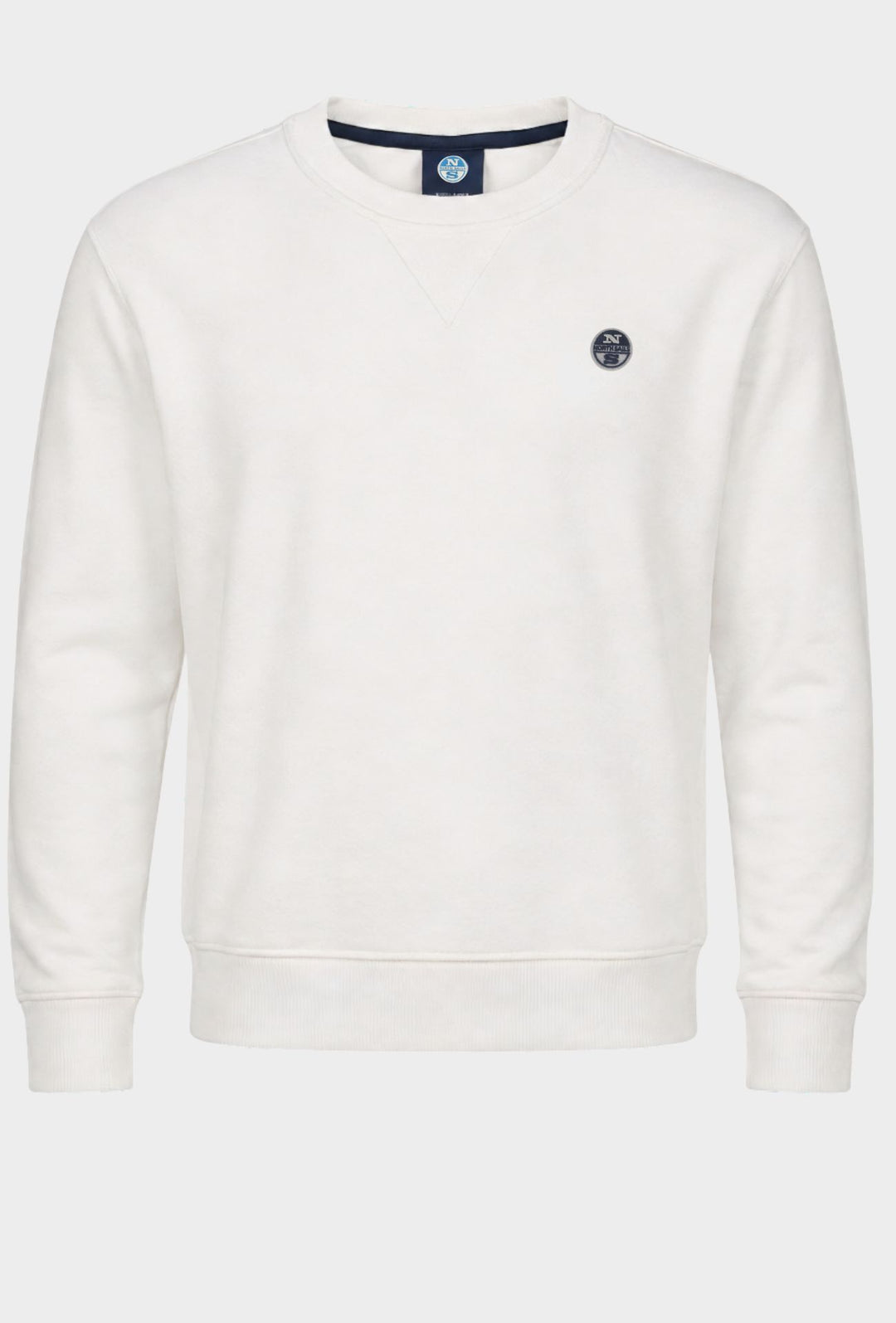 Felpa Uomo NORTH SAILS  Girocollo in 100% Cotone Logo ricamato lato cuore- BIANCO