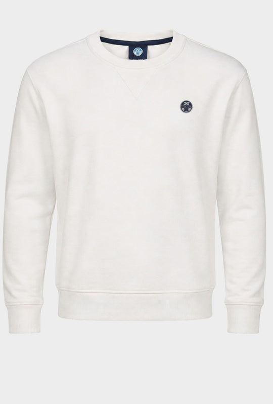 Felpa Uomo NORTH SAILS  Girocollo in 100% Cotone Logo ricamato lato cuore- BIANCO