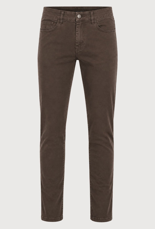 Pantalone Uomo 5 Tasche in gabardina stretch invernale - MARRONE