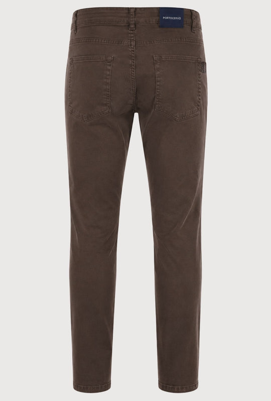 Pantalone Uomo 5 Tasche in gabardina stretch invernale - MARRONE