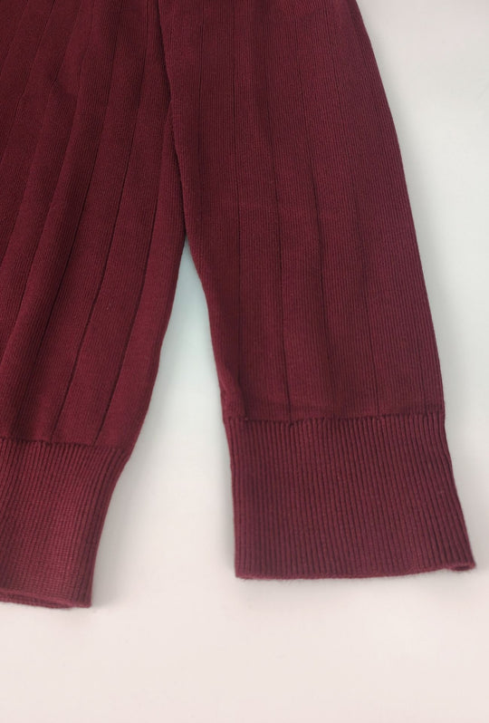 Polo Uomo Manica Lunga Dresserd  in Maglia a Coste con Scollo Derby- BORDEAUX