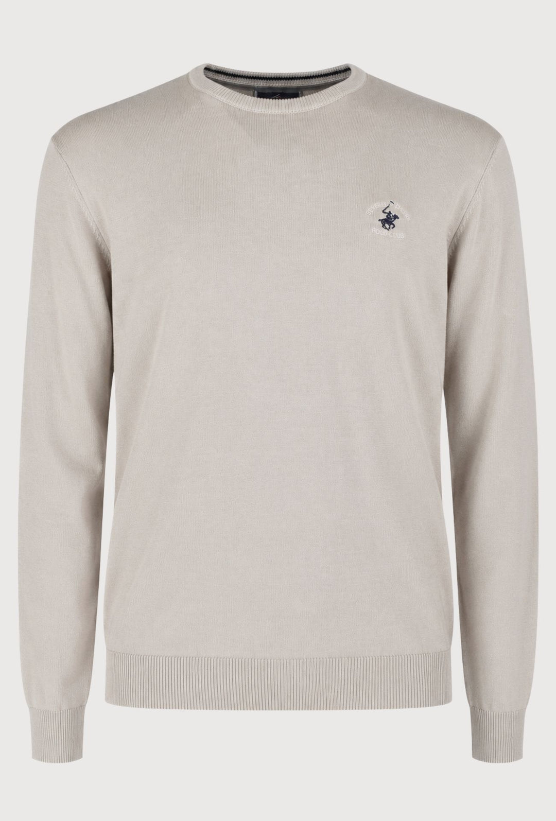 Maglioncino Uomo 100% cotone BEVERLY HILLS POLO CLUB logo ricamato lato cuore- BEIGE
