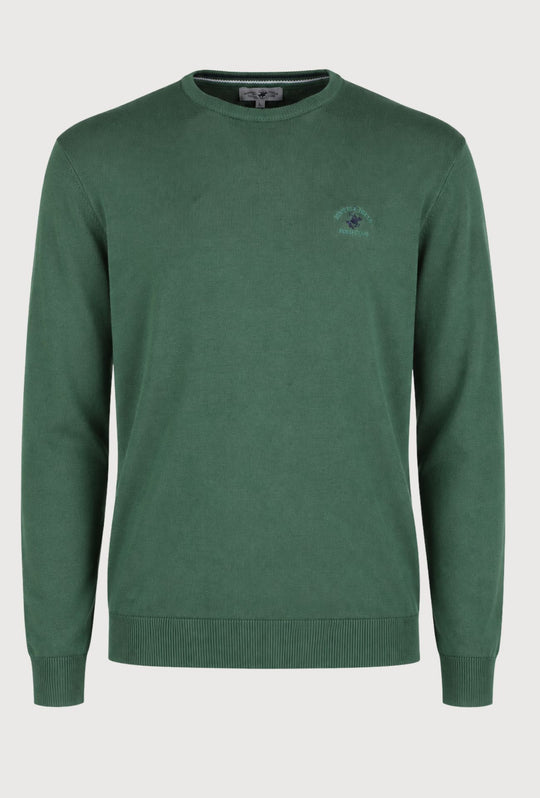 Maglioncino Uomo 100% cotone BEVERLY HILLS POLO CLUB logo ricamato lato cuore- VERDE