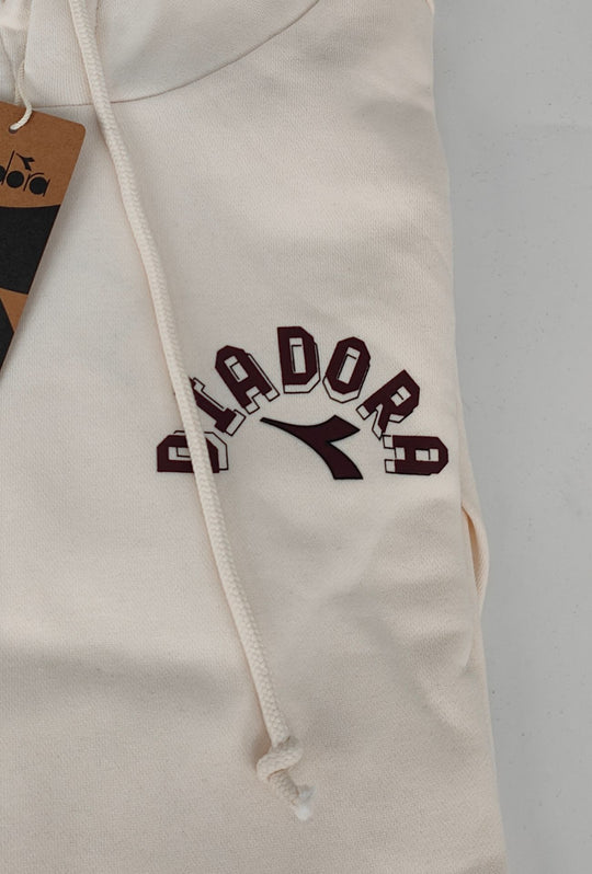 Felpa Uomo in cotone DIADORA con cappuccio logo stampato lato cuore- PANNA