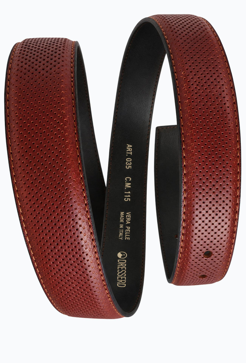 Cintura Uomo in Vera Pelle Traforata Made in Italy DRESSERD- CUOIO