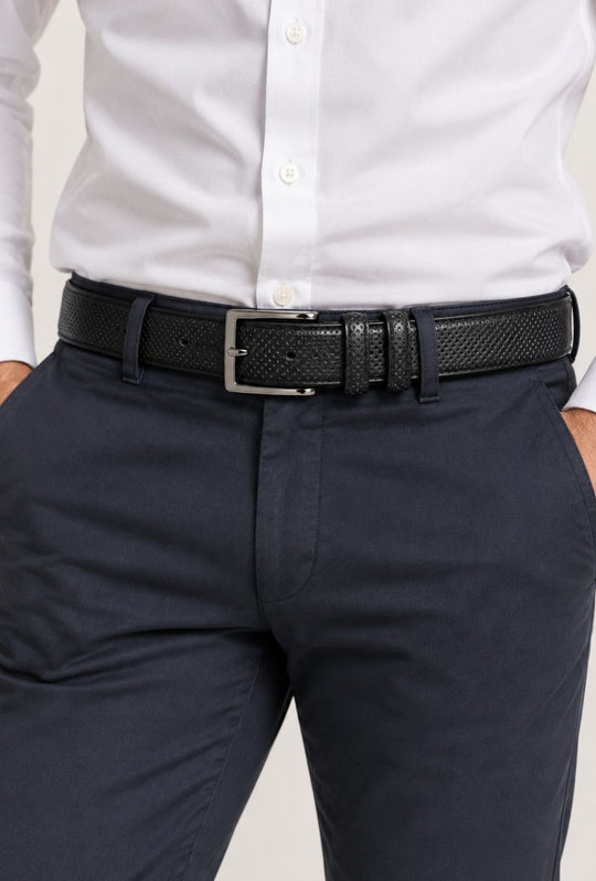 Cintura Uomo in Vera Pelle Traforata Made in Italy DRESSERD- NERO