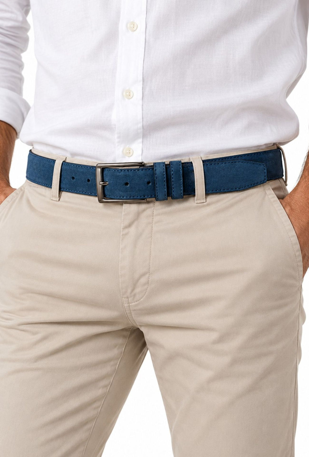 Cintura Uomo DRESSERD in Camoscio Vera Pelle Made in Italy- BLU