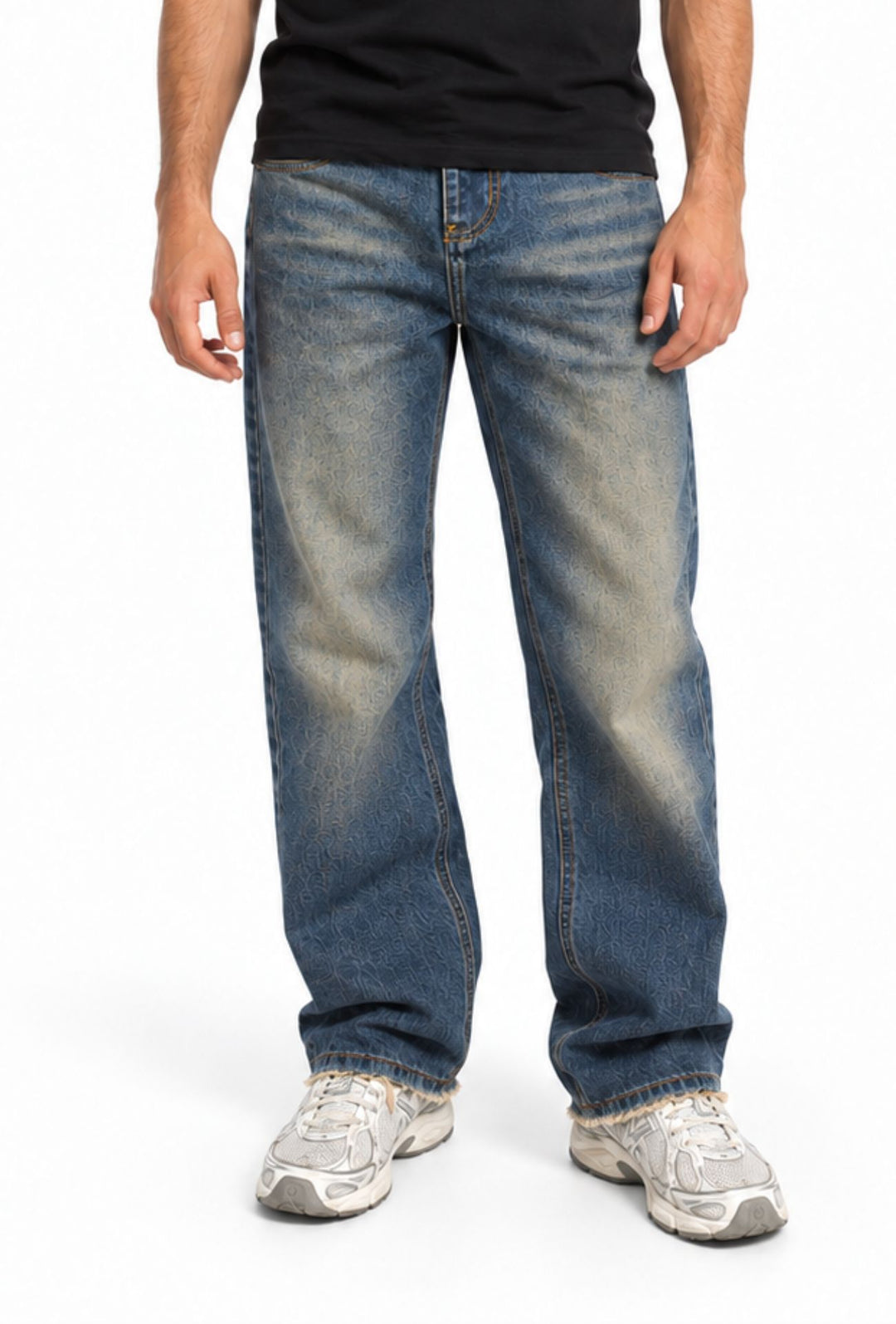 Jeans uomo baggy con lavaggio effetto vintage Vestibilità Over- BLU DENIM