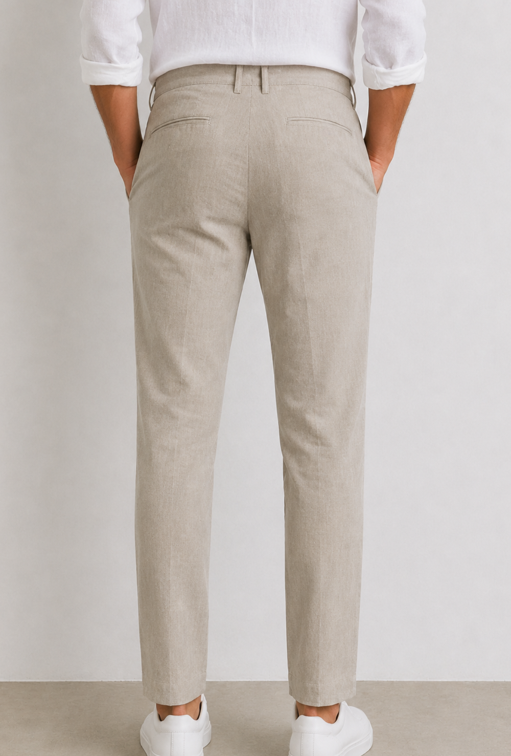 Pantalone uomo Dresserd in Lino e cotone semi slim fit - BEIGE