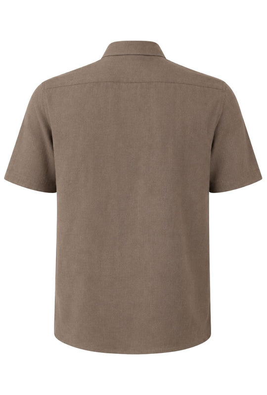 Camicia Uomo Mezza manica Dresserd Lino Viscosa - MARRONE