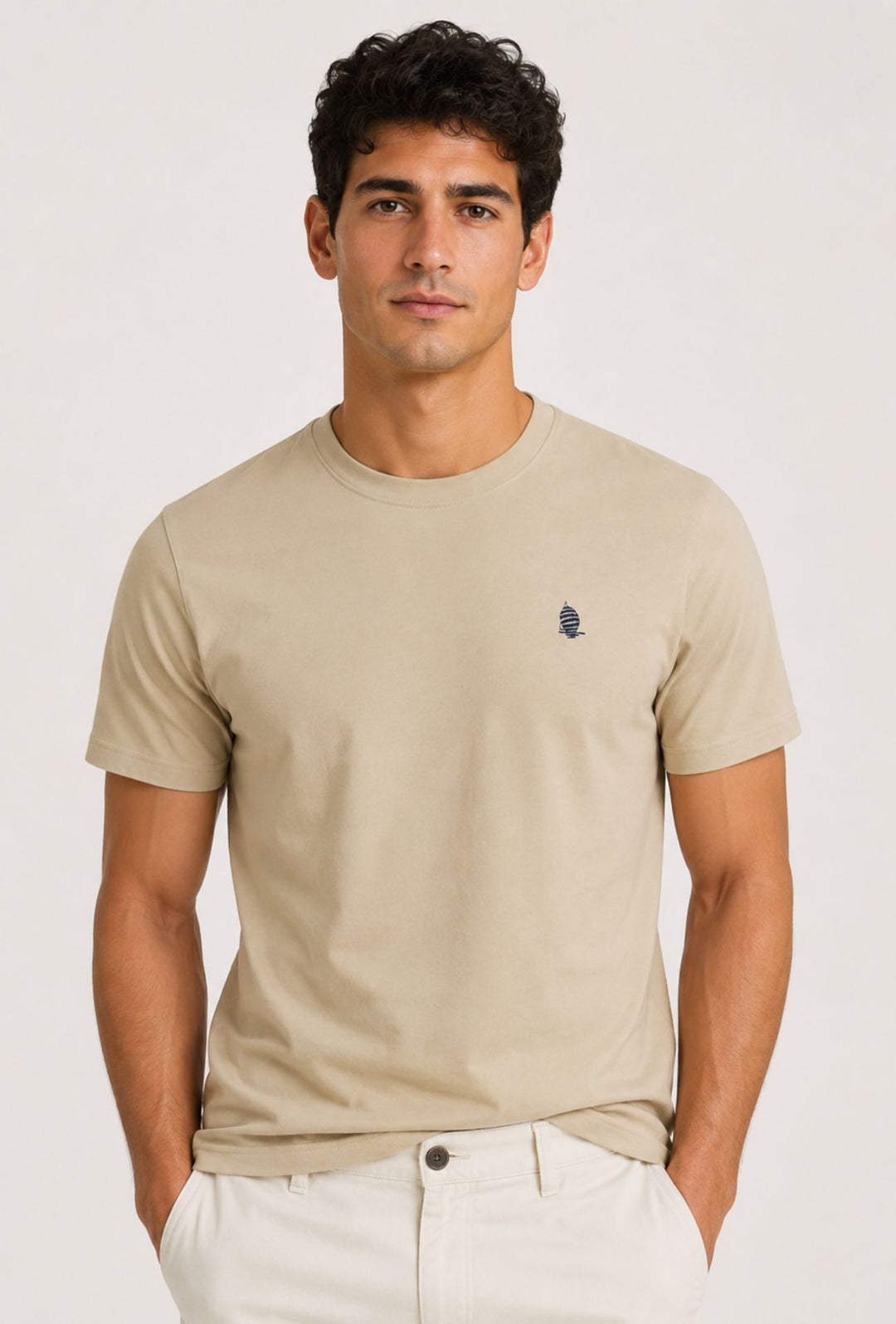 T- Shirt Uomo MARINA YACHTING 100% cotone logo piccolo ricamato lato cuore- BEIGE