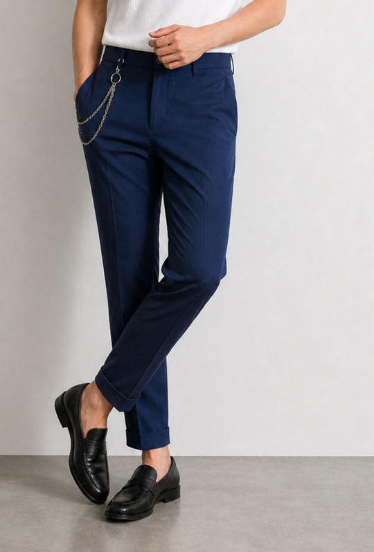 Pantalone uomo slim fit in viscosa DRESSERD - BLU